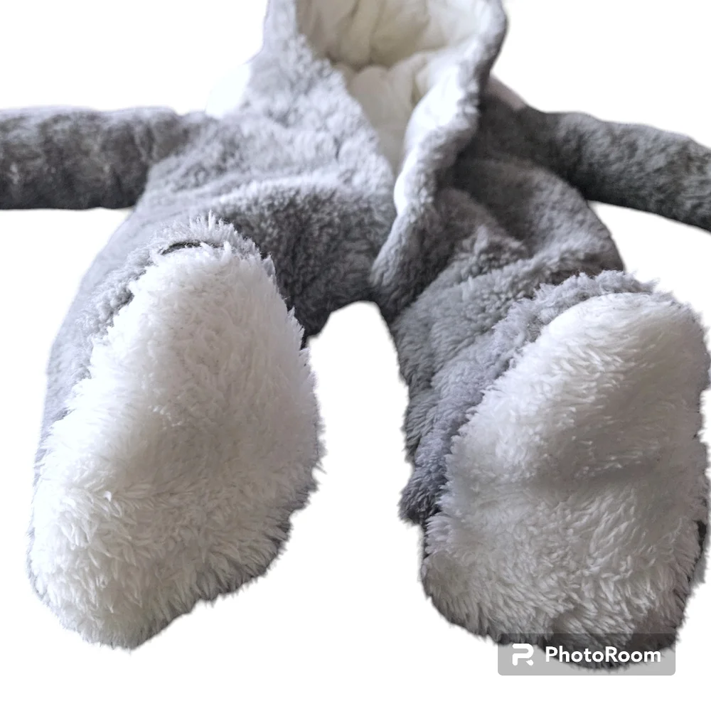 Baby Fleece Baby 0-3M Bear Grey Footed Hooded Snowsuit Winter Bunting Sherpa